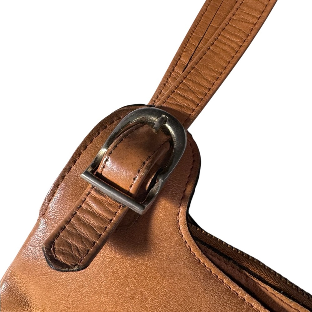 Vintage Supple Tan Retro 1970s Leather BOHO Shoulder Bag Purse NICE - Picture 9 of 16